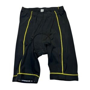 Sponeed Mens Cycling Shorts Padded Bike Shorts Black Yellow 4D Gel Pad Size XL